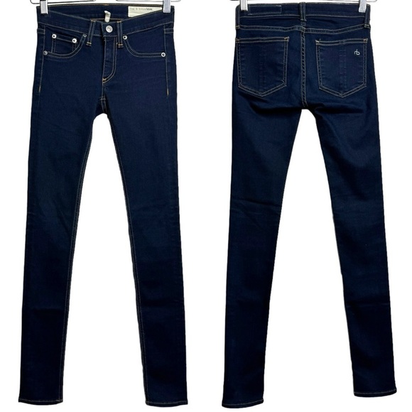 Rag and Bone Slim Skinny Mid Rise Skinny Leg Dark Blue Jeans 23 - Picture 1 of 15